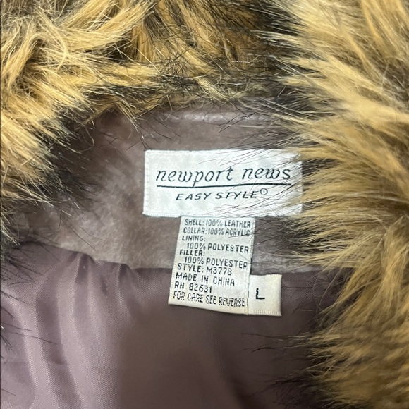 Vintage Newport News brown leather faux fur penny lane coat size Large - Picture 8 of 15